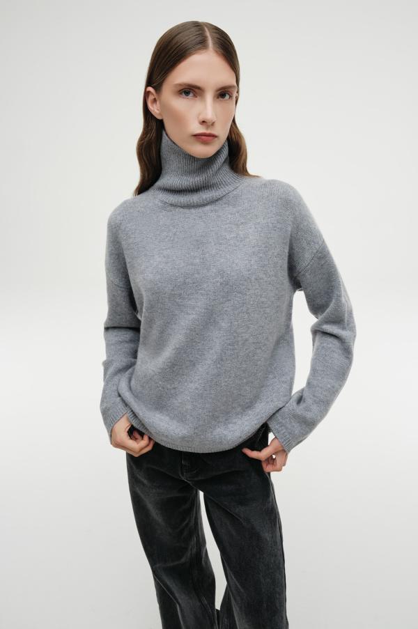 Пуловер арт.B0123017W Цвет: Серый  меланж светлый