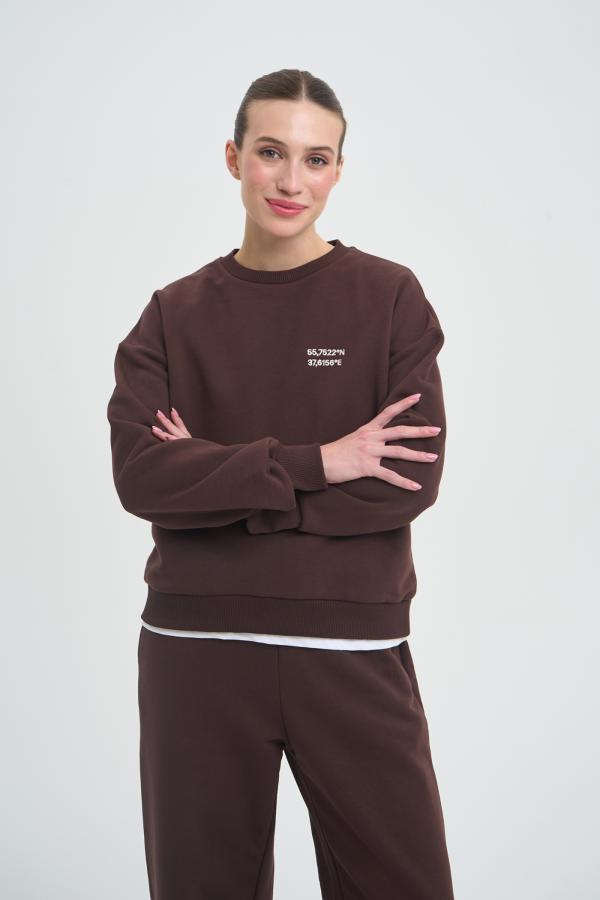 Свитшот SVO арт.FW24/CS/SS/013/BR Цвет: Коричневый