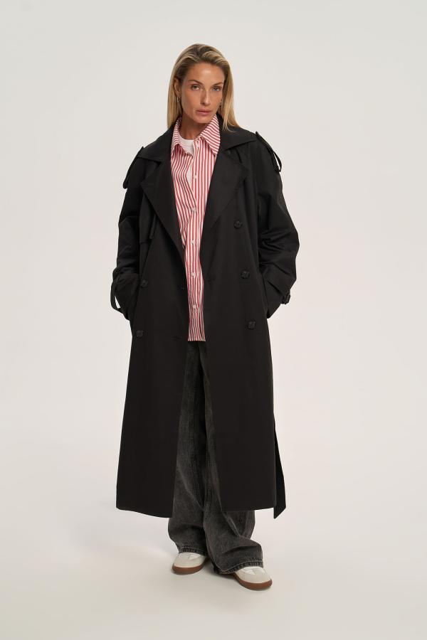 

Тренч из плотного хлопка арт.FW24/O/T/001/BL Цвет: Черный