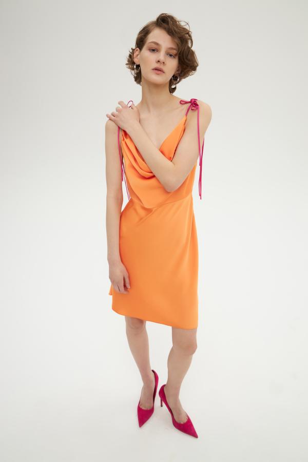 Платье арт.D1022006 Цвет: Оранжевый, размер XS ,S ,M ,L ,XL - фото 1
