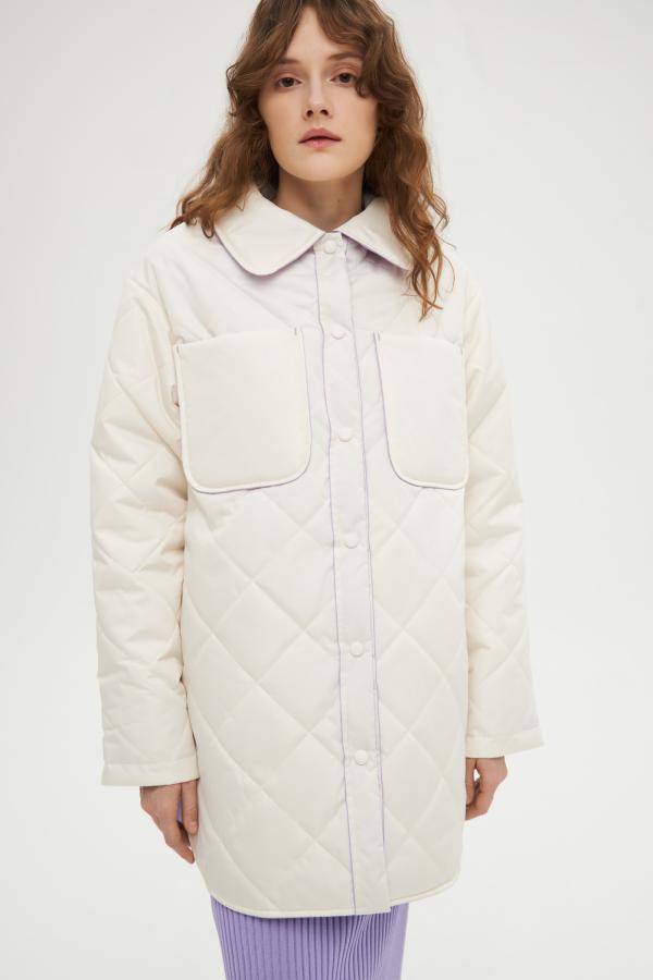 Куртка - Рубашка арт.C1122005 Цвет: Молочный / Сиреневый