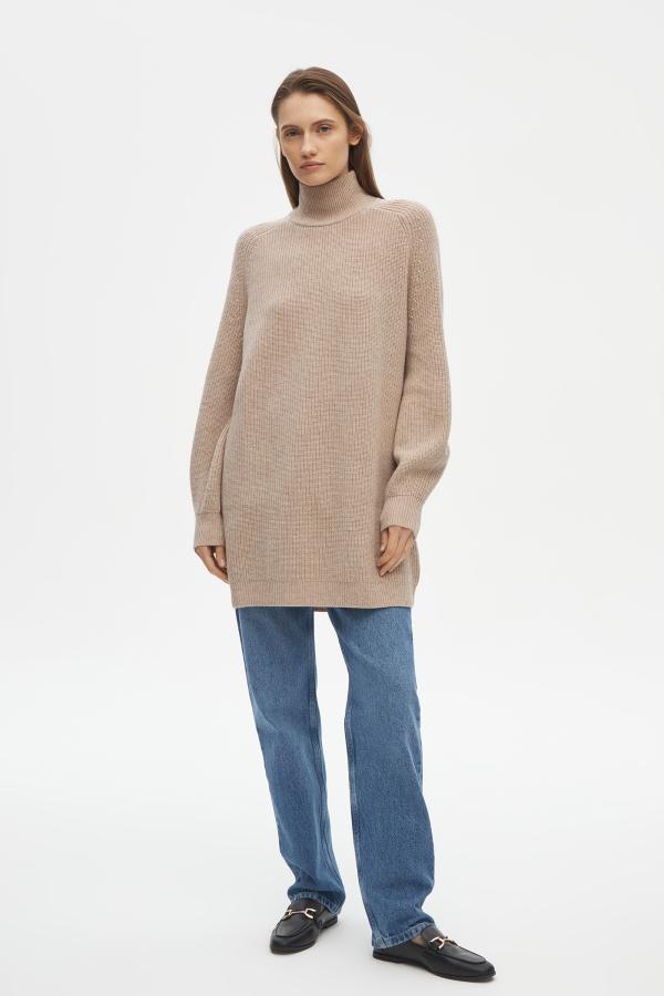 Платье-свитер арт.D0323001W Цвет: Бежевый  меланж, размер XS ,S ,M ,L ,XL