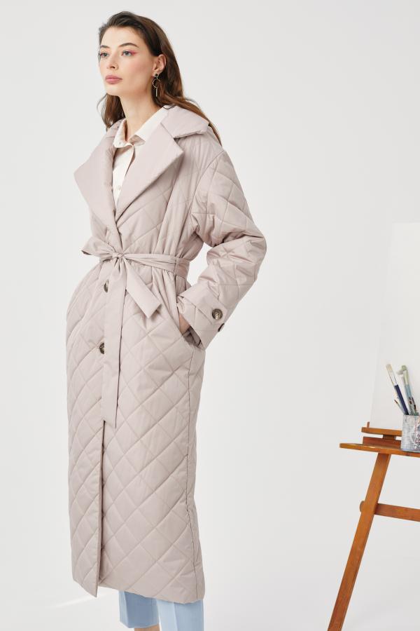 Стеганое пальто свободного кроя арт.C0122001 Цвет: Бежевый, размер XS ,S ,M ,L
