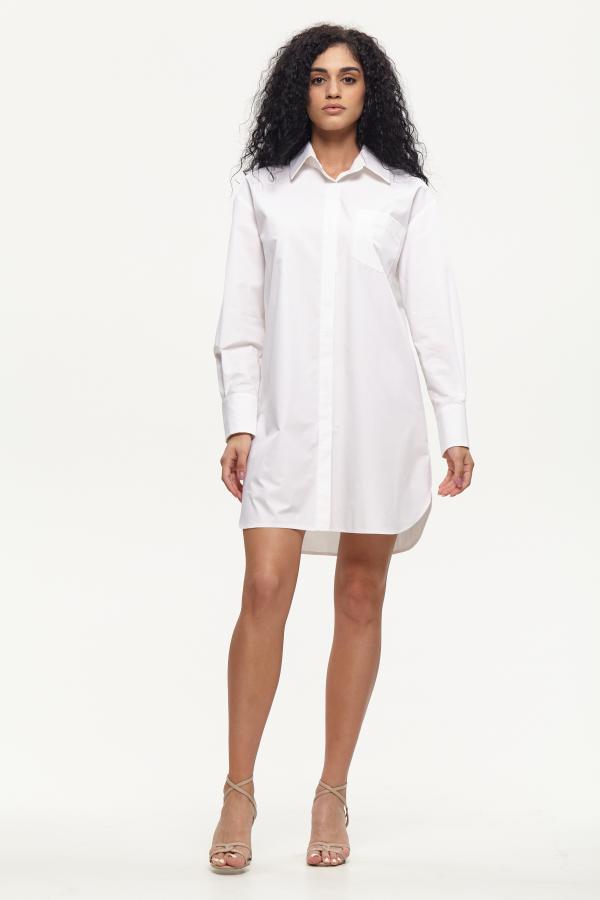 Платье-рубашка арт.D0421005 Цвет: Белый, размер XXS ,S ,M ,L - фото 1