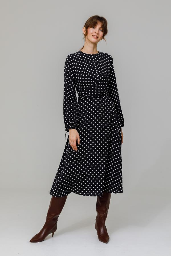Платье арт.D0819004 Цвет: Черный крупный горох, размер XS ,S ,M ,L ,XL - фото 1