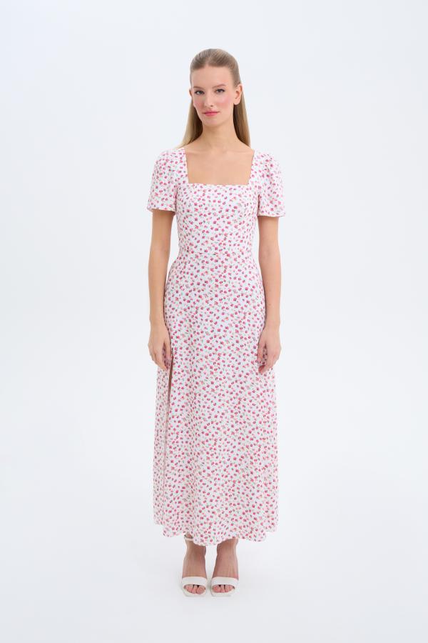 

Платье с разрезом flower boom арт.SS25/D/3SS/012/MLFL Цвет: Молочный