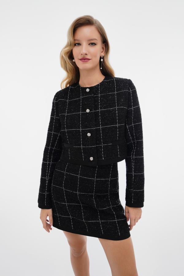 Жакет sparkle tweed арт.FW24/S/JC/013/BL Цвет: Черный