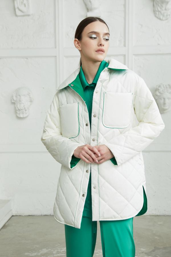 Куртка арт.C0121003 Цвет: Молочный / Зеленый, размер XS ,S ,M ,L ,XL - фото 1