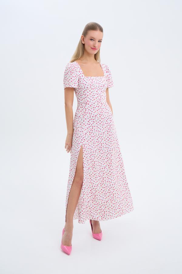 

Платье с разрезом flower boom арт.SS25/D/3SS/012/MLFL Цвет: Молочный