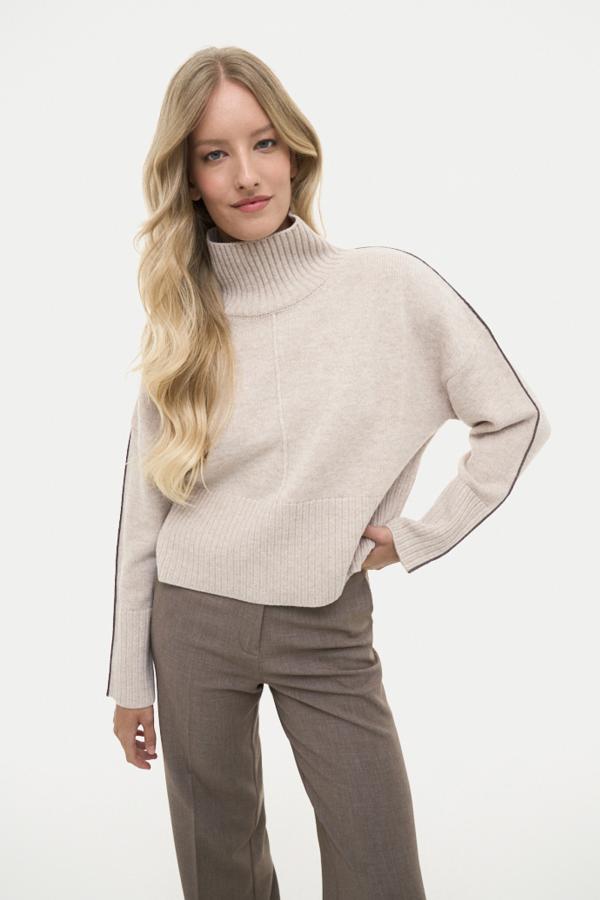 Свитер кашемир deco арт.FW24/K/SWE/025/BE Цвет: Бежевый / Коричневый